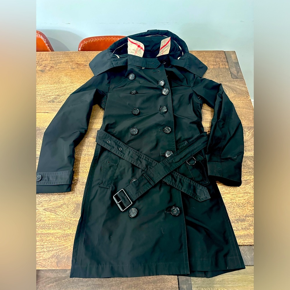 Burberry Brit Black Raincoat Detachable Liner & Hood Nova Check Jacket 2